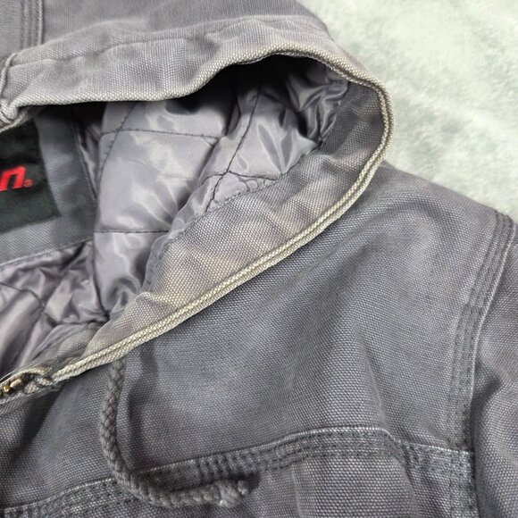 Snap On Tools Jacket Mens XL Gray Distressed Quilt Lined Hooded Canvas Coat - Picture 9 of 16